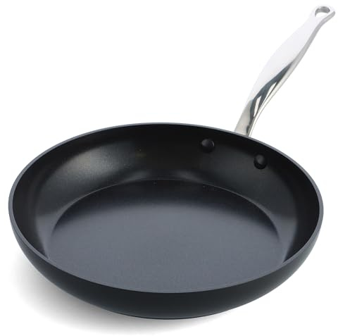 GreenPan Barcelona Hard Anodized Healthy Ceramic Nonstick 30 cm Frying Pan Skillet, PFAS Free, Stainles Steel Handle, Extra Strong Scratch Resistant, Induction, Oven Safe, Black