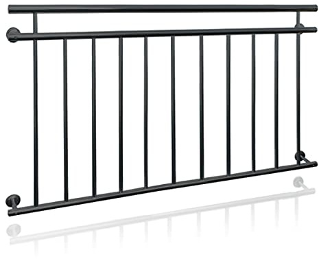 ECD Germany Balustrade Française 90x156 cm, 11 Barreaux de Remplissage, Anthracite Mat et Rugueux, Acier peint par Poudrage, Garde-Corps de Balcon, Grille de Sécurité Extérieure Fenêtre, Rambarde
