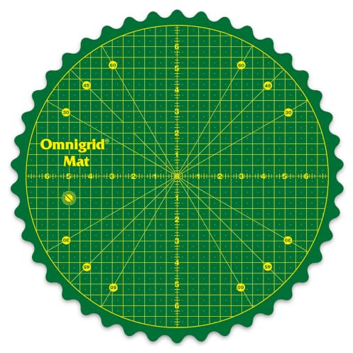 Omnigrid 360 Rotating Self-Healing Cutting Mat, 14 Inch Precision Fabric Cutting Mat with Durable Surface for Quilting, Sewing & Crafts
