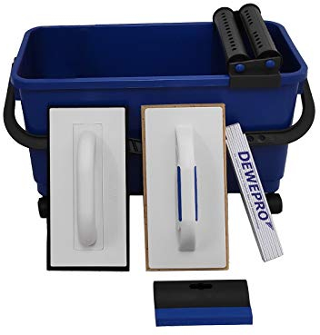 DEWEPRO® 8-teiliges Fliesenleger Waschset S - Werkzeug Set zum Fliesenverlegen mit Waschbox, Schwammbrett und Fugengummi