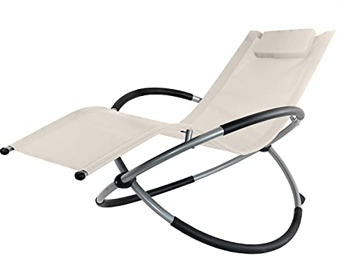 Kingpower Garten Liegestuhl Schaukelliege Campingliege Strandliege Sonnenliege Gartenliege Gartenstuhl Klappstuhl Liege Klappbar Faltbar Relaxliege Beige