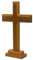 F Fityle Cruz de Madera Con Soporte de Base y Pared, Hecha a Mano, Adorno Colgante de Iglesia, Cruz de Pie Santo