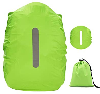 Waterproof Backpack Cover with Reflective, 40L-50L Rucksack Rain Cover with Storage bag, Rainproof Rucksack Cover for Hiking Camping Traveling Cycling (Green, L)