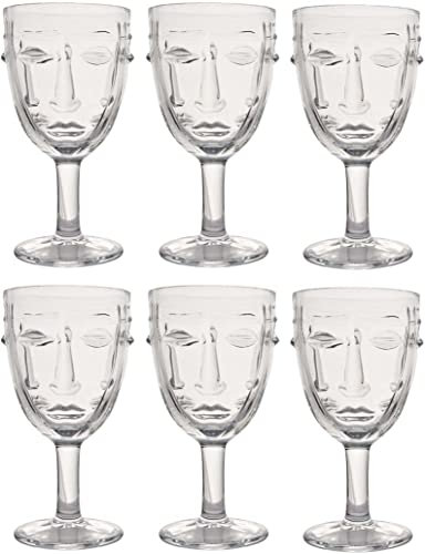 Verre à pied Visage transparent 8 x 16.5 cm Lot de 6