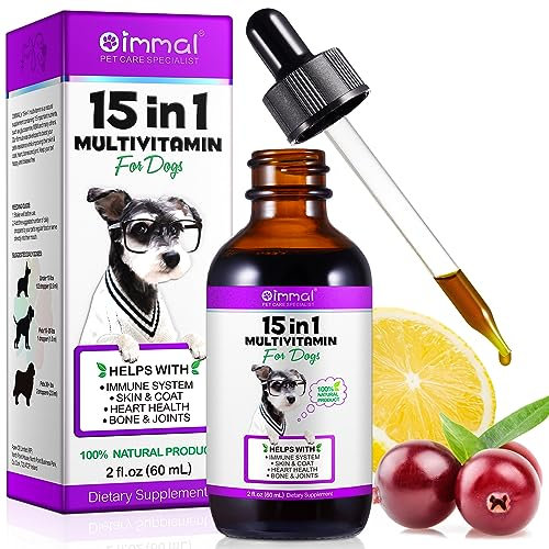 15 in 1 Multivitamin for Dogs, 60ML Natural Daily Vitamins for Joint, Skin Coat, Skin Health, Heart Health for Small, for Medium and Large Dogs