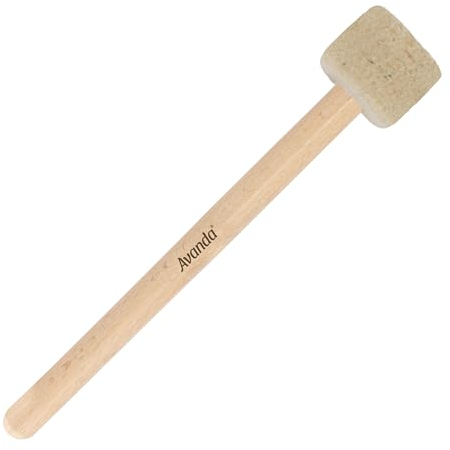 Avanda Schlägel/Klöppel mit weichem Filzkopf Ø 3 zum Anschlagen von Klangschalen und Gongs. 23 cm langer Stiel aus natürlichem Rosenholz. Fertigung ohne Schraube. Für professionelle Ansprüche.