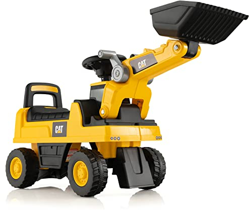 GOPLUS Kinder Sitzbagger, Kinderbagger mit Versteckter Stauraum, simulierte Fahrerkabine, Hupenknopf & Schaufel, Sandbagger Kinderauto mit Räder & Anti-Rollover-Vorrichtung für Kinder 1-3 Jahre