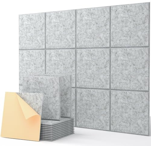 12 Piezas Insonorizacion Acustica Pared Autoadhesivo Cuadrados, Paneles de Aislamiento Acústico de Alta Densidad, para Decoración de Paredes y Tratamiento Acústico (30x30x0.9cm)