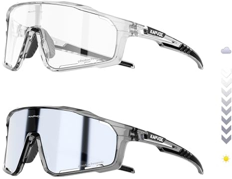 KAPVOE Occhiali da ciclismo fotocromatici occhiali da sole sportivi UV400 con lenti chiare per uomo e donna - ideali per mountain bike corsa guida baseball e golf 64