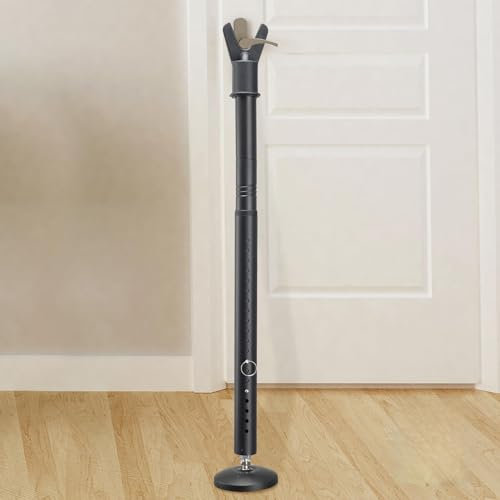 Door Security Bar, 1.25Inch Diameter Heavy Duty Security Bar with Large Rubber Base, Door Stopper for Apartment Hotel Home Travel Screen Door(1 Pack,Black)