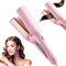 KBIBCK French Wave Curling Iron, Rommantic French Egg Roll Curling Iron, Big Wave Hair Curler, Egg-Roll Hairstyle Water Ripple V-Shaped, Egg Roll Hair Curling Iron Waver for Perfect Waves (Pink)
