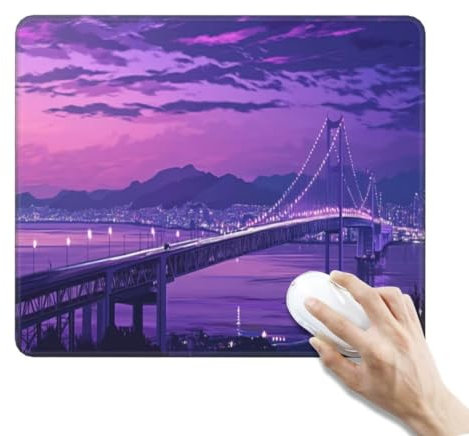 City Mouse Mat Small Gaming Mouse Pad 14.1 x 11.8 Inch, Waterproof Small Mouse Mat Mousepad with Non-Slip Rubber Base, Gaming Desk Mat for Office Accessories, Home Decor, Gifts (360x300x3 mm, Bridge)