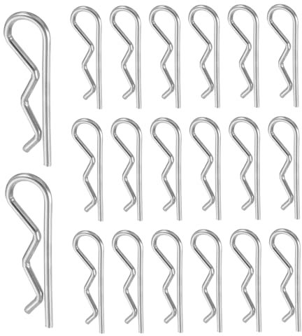 QUARKZMAN 20 Pcs Pasador Enganche, 2mm x 40mm Clips R Acero Inoxidable 304 Pasadores Retención Kit Pasadores Horquilla Cortacéspedes Carros Camiones, Plateado