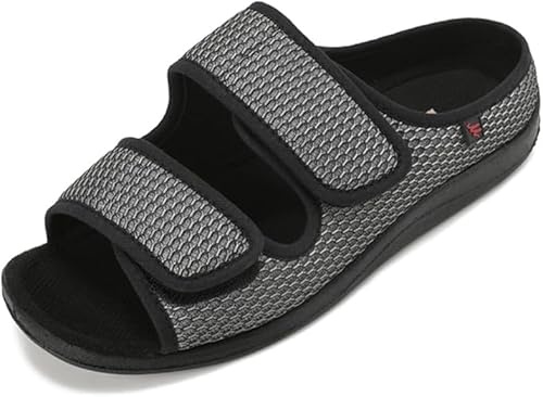 Chaussons Gonflés Eté Chaussures de Marche pour Diabétiques Sandales à Bout Ouvert Orthopédiques Pantoufles Réglable par Attache Auto-adhésive pour Personne Âgée Homme Femme Chaussons Arthrite Oedème