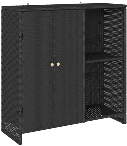 vidaXL Armadio con Lo scaffale con Porta Nero 100 x 36 x 102 cm Rattan, Mobile Elegante per Il Soggiorno, Armadio in Rattan Funzionale, Organizer Moderno per Interni