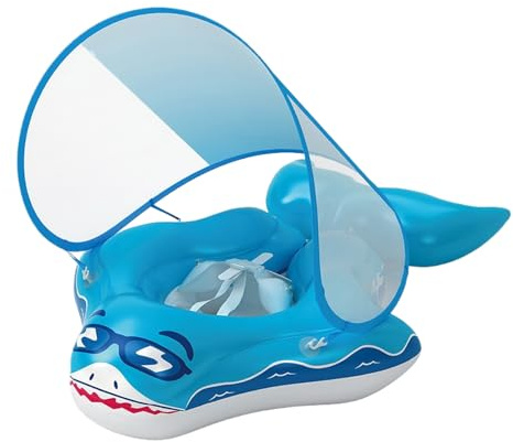 Anello da nuoto per bambini con tettuccio parasole, anello di sicurezza per piscina con protezione solare – anello pieghevole con protezione solare e protezione UV per bambini piccoli all'aperto nuoto