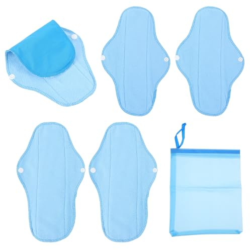 VILLCASE Toallas Menstruales Reutilizables Lavables, a Prueba de Fugas, 6 Compresas Posparto Bolsa Pul