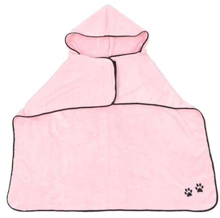 TOKIDNY Accappatoio per Animali Domestici in Pile Super Assorbente Rosa L Asciugamano ad Asciugatura Rapida per Cani e Cuccioli Forniture per Bagno e Doccia Animali