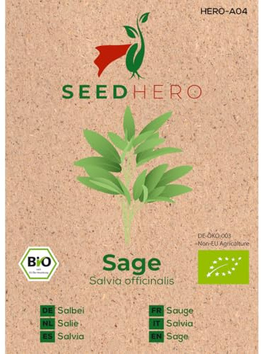 Seedhero BIO Salbei Kräutersamen – 3er Pack – je Tüte ca. 40 Pflanzen (gesamt ca. 120) – Saatgut für Garten, Balkon & Hochbeet