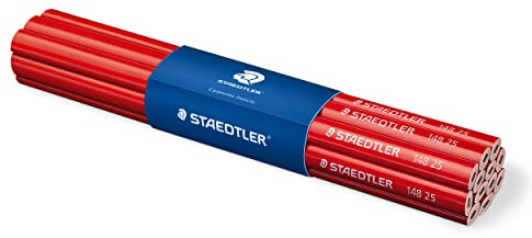 Staedtler 148 25 Zimmermannbleistift oval, Strichbreiten von 1-2 mm, Länge 243 mm, ungespitzt, 12 Stück in der Kartonmanschette