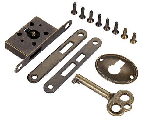 dophee 1Set Antique Bronze Full Mortise Mini Decorative Locks with Key
