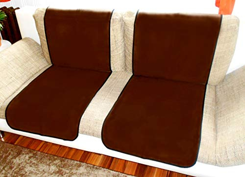 Holzdrehteile Sofaläufer Sesselläufer Überwurf Sesselschoner Schoner Läufer 47 x 170 Lederoptik Dunkelbraun