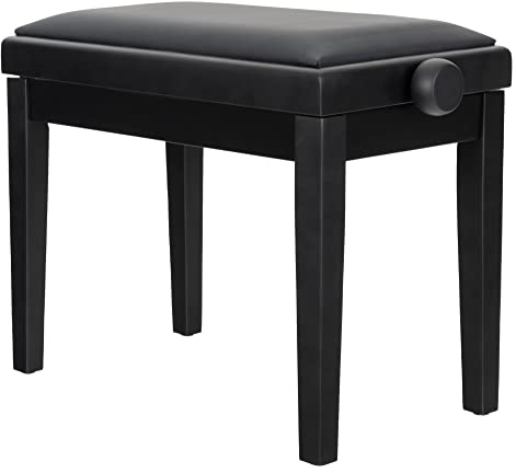 Classic Cantabile Pianobank Modell A - abnehmbare Sitzfläche - Schwarzes Polster aus Kunstleder - Höhenverstellbar von 48 bis 58 cm - 2-fache Kreuz-Mechanik - Massive Holzkonstruktion - Schwarz Matt