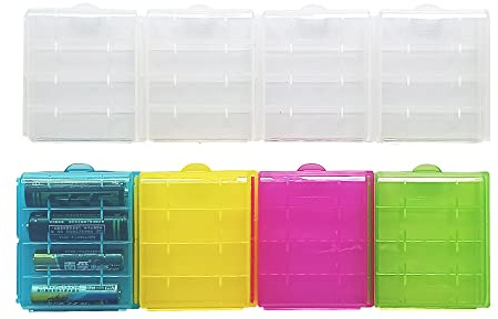 WYAN 8 Stück Kunststoff Batteriebox,Bunte Kunststoff Case Batterie Halter,für AAA und AA Akkus und Batterien(5 Farben,ohne Akkus)