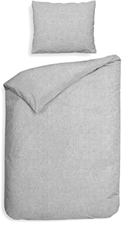 Heckett & Lane Flannel Bed Linen 155 x 220 cm Franela Mist Grey Silver Grey Plain Melange