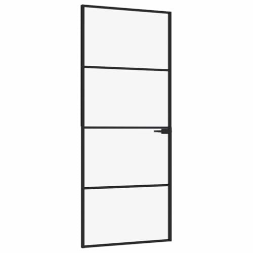 Puerta Interior de vidrio templado y aluminio negro 83x201,5 cm de vidaXL