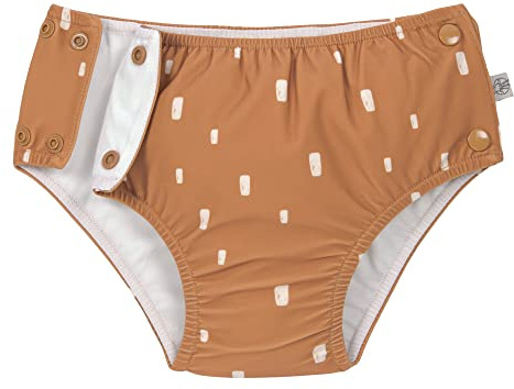 Avslappnad Splash & Fun – baby badbyxor med tryckknappar, vattentät simblöja för pool och strand (UV-skydd) – brickkaramell, 07–12 månader, storlek 74/80