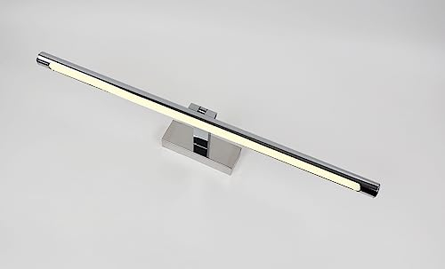 PAPUQ Aplique LED de pared para iluminar cuadros, espejos, murales, 14W estilo tradicional y elegante, tono de luz cálida 3000K, acabado CROMO BRILLO, articulado. 62cm