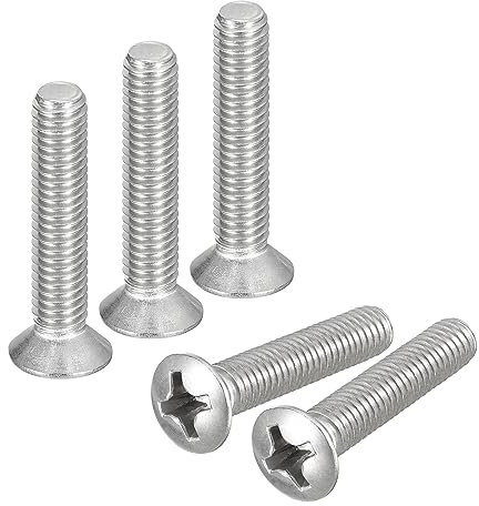 QUARKZMAN Tornillos para Máquina Phillips Cabeza Ovalada M6x30mm Acero Inoxidable 304 25uds Cabeza Avellanada Ligeramente Elevada Tornillos Máquina