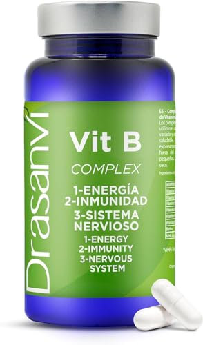 DRASANVI VITAMINA B COMPLEX |Vitaminas para el cansancio | Complejo Vitamínico B con Vitamina H Biotina, Vitamina B3 Niacina, B1, B2, B5, B6, B8, Vitamina B12 y Acido Folico |60 capsulas = 60 días