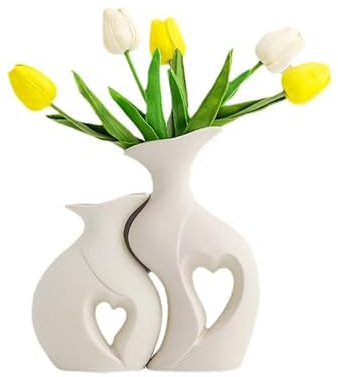 Set di 2 Vasi di Ceramica Decorativi in Stile Moderno per la Decorazione del Soggiorno, Camera da Letto e Ufficio - Perfetti per Arredamento Casa, Regali e Tavolo Decorativo