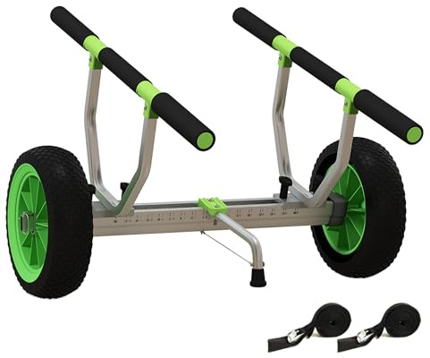 SPORTNOW Chariot de Transport pour Kayak Canoë Largeur Réglable Noir Vert
