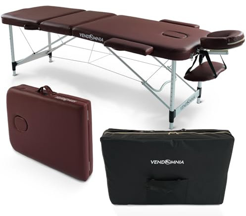 VENDOMNIA Mobile Massageliege - Aluminium mit 3 Zonen höhenverstellbar inkl. hochwertiger Kopfstütze Tasche Armlehnen - Farbwahl Klappbar, Massagetisch Massagebett Massagebank Behandlungsliege