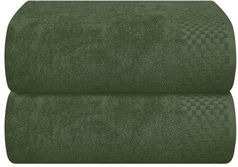 MyOwn Baumwolle 2er-Pack übergroße Badetücher 100 x 150 cm, große Badetücher, Ultra saugfähig, kompakt, schnell trocknendes und leichtes Handtuch - Olivgrün