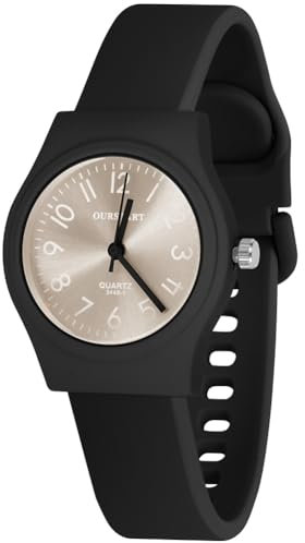 OFFCUP Damenuhr, Damen Analog Quarz Uhr mit Silikon Armband, Uhren Damen Sportlich Elegant Casual Armbanduhr Krankenschwester Quarzuhr Farbe Buntfarbig, 38 mm Gehäusegröße-Schwarz