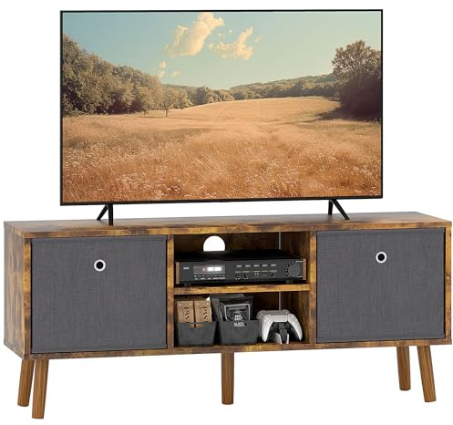 HOMCOM TV Cabinet Stand Unit for TVs up to 50 Flat Screen with Foldable Drawers and Shelves, Entertainment Centre for Living Room, Bedroom Rustic Brown