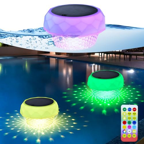 GEYUEYA Home Solar Pond Light,Floating Pool Light IP68 Waterproof Swimming Led Tub Lights Color Changing Timer LED Bath Lights Solar Powered Hot Tub Lamp for Kids,Bathing Time,Pond,Pool,Hot Tub-1 Pcs