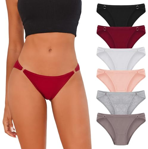 XI LIU Cotton Underwear for Women Soft Stretch Women's Cotton Bikini Panties 6 Pack (US, Alpha, Large, Regular, Regular, multicolor)