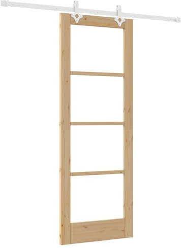 vidaXL Porte Coulissante Marron 73,5 x 198,5 cm Bois et métal, Salle à manger, porte coulissante contemporaine, séparation gain de place, diviseur pratique pour projets modernes.