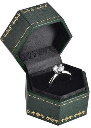 Mini ring box for proposals, engagements, weddings - fits easily in your pocket or handbag - Dark Green