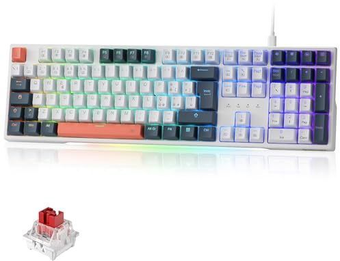 Redragon K668 RGB Tastiera Gaming - Meccanica Cablate con 109 Tasti, 4 Tasti Extra, Schiuma Fonoassorbente, Socket Hot-Swappable, Interruttori Rossi, QWERTY Layout Italiano