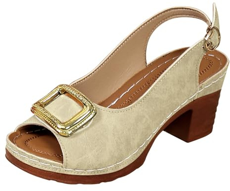 Generiska klackskor damer elegant öppen, damer platå höga klackar sandaletter, med klack, bekväma sommarskor öppna höga damskor lätta utomhussandaler fashionabla blockklack sandaletter