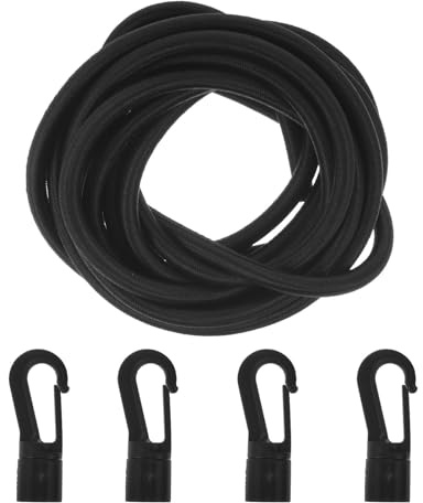 Roleader Correa Elástica Negra para Fijación de Paddle Surf con Ganchos, Cuerda de Goma Ligera y Fácil de Quitar para Equipo de Camping y Surf