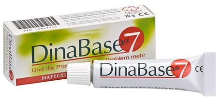 DinaBase 7 frei verkäufliches Haftgel für Zahnprothesen und Schnarchschienen, 7 Tage Halt, geschmacksneutral, anti-allergisch, klinisch getestet