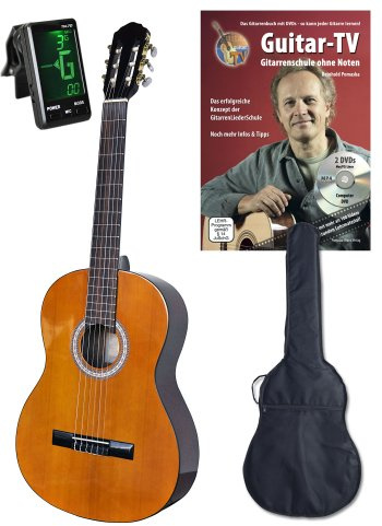 Guitarra de concierto 4/4 con DVD Guitar TV y afinador