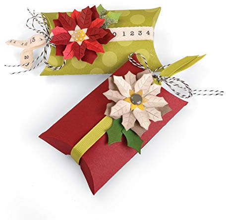 Sizzix 660660 Outil Scrapbooking Thinlits Jeu de 7 Matrices Boîte/Coussin/Poinsettias par Jen Long Gris